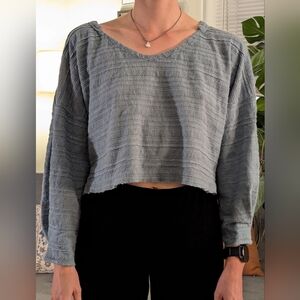 We The Free Blue Textured Crop Top